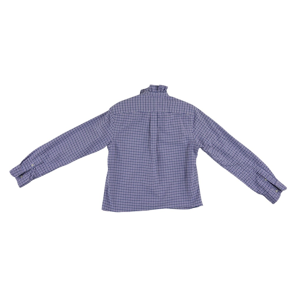 Ralph Lauren Ruffle Collar Shirt Women's Size Small Purple Gingham Cropped - Picture 3 of 7